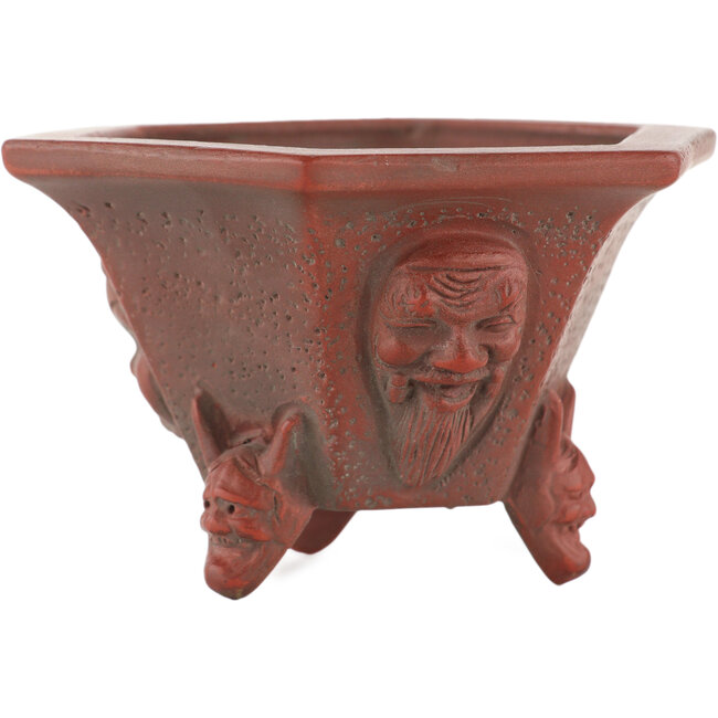 Pot à bonsaï hexagonal non émaillé de Bigei - 95 x 83 x 57 mm