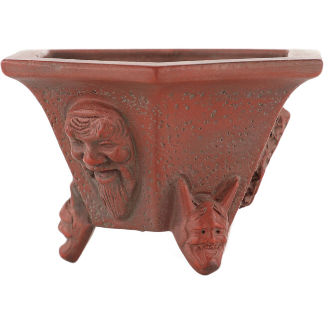 Pot à bonsaï hexagonal non émaillé de Bigei - 95 x 83 x 57 mm