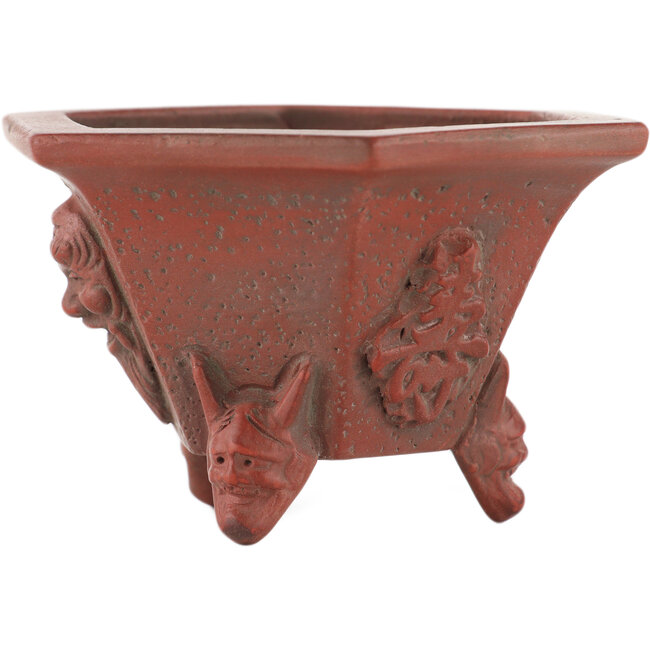 Vaso bonsai esagonale non smaltato di Bigei - 95 x 83 x 57 mm