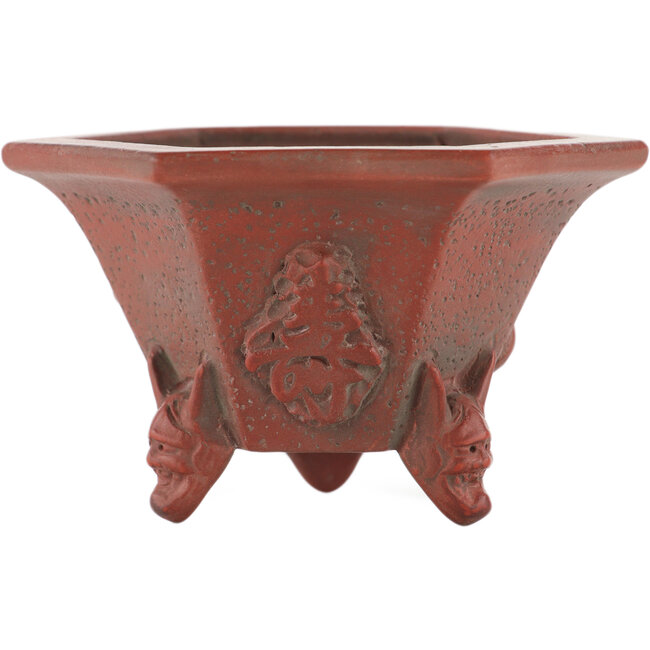 Pot à bonsaï hexagonal non émaillé de Bigei - 95 x 83 x 57 mm