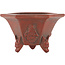 Zeshoekige ongeglazuurde bonsaipot van Bigei - 95 x 83 x 57 mm