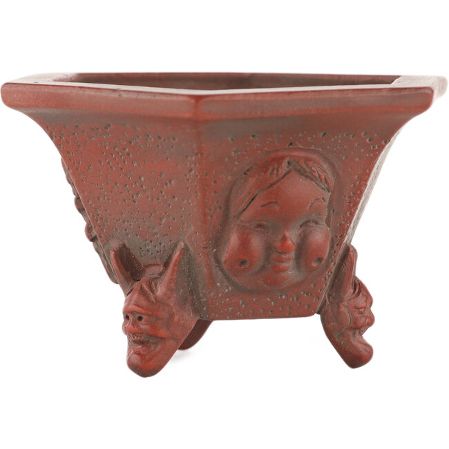 Vaso bonsai esagonale non smaltato di Bigei - 95 x 83 x 57 mm