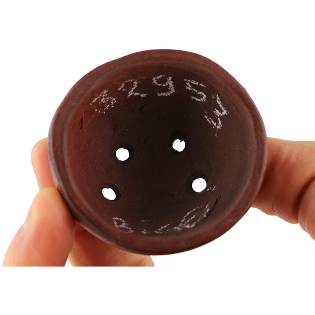 Ronde ongeglazuurde bonsaipot van Bigei - 50 x 50 x 25 mm