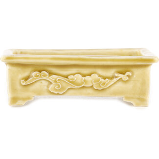  Other Tokoname bonsai pot makers 115 mm rectangular beige  bonsai pot by Tokoname, Tokoname