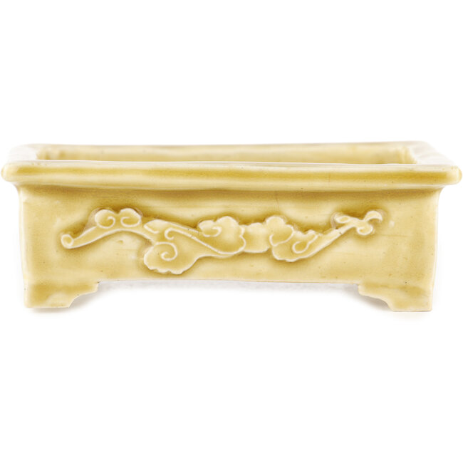 Maceta rectangular beige para bonsái de Tokoname - 115 x 75 x 37 mm