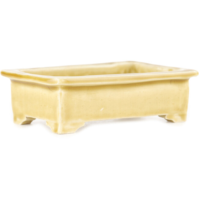 Rectangular beige  bonsai pot by Tokoname - 115 x 75 x 37 mm