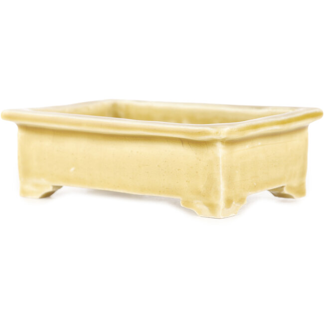 Pot à bonsaï rectangulaire beige de Tokoname - 115 x 75 x 37 mm