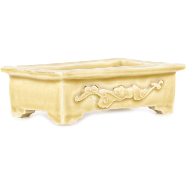 Rechthoekige beige bonsai pot van Tokoname - 115 x 75 x 37 mm