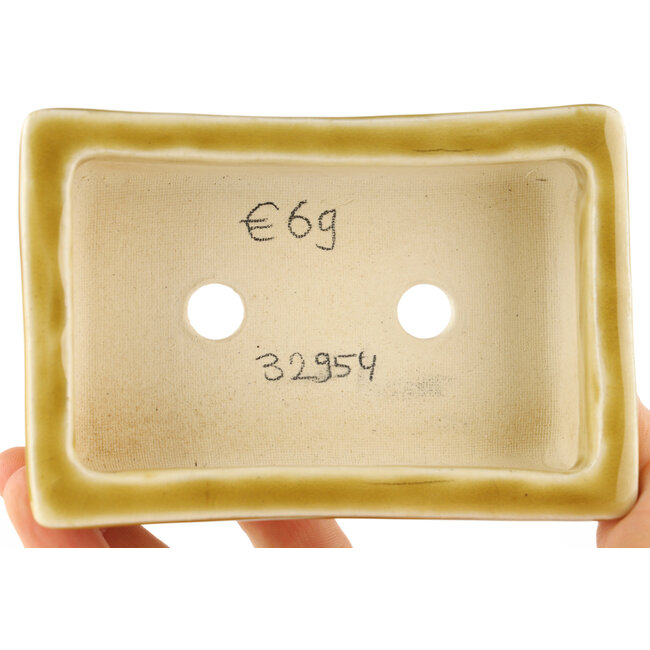 Maceta rectangular beige para bonsái de Tokoname - 115 x 75 x 37 mm