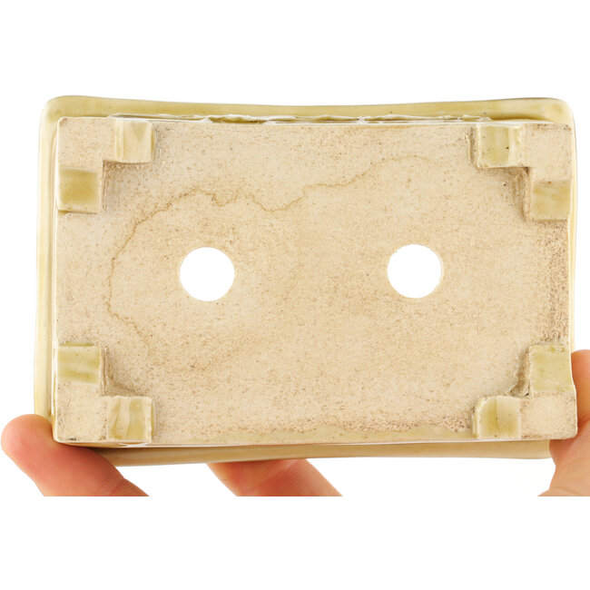 Rectangular beige  bonsai pot by Tokoname - 115 x 75 x 37 mm