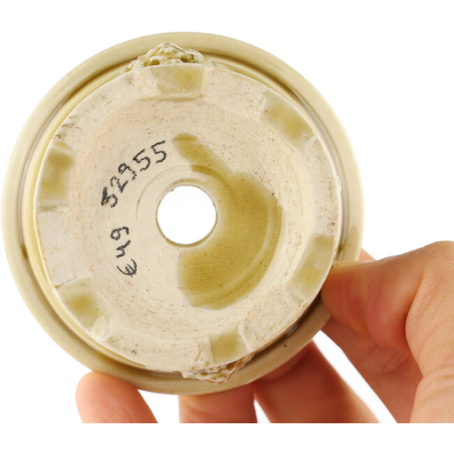 Vaso bonsai tondo beige di Tokoname - 69 x 69 x 35 mm