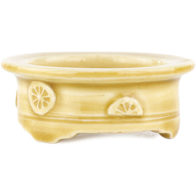 Maceta redonda beige para bonsái de Tokoname - 66 x 66 x 25 mm