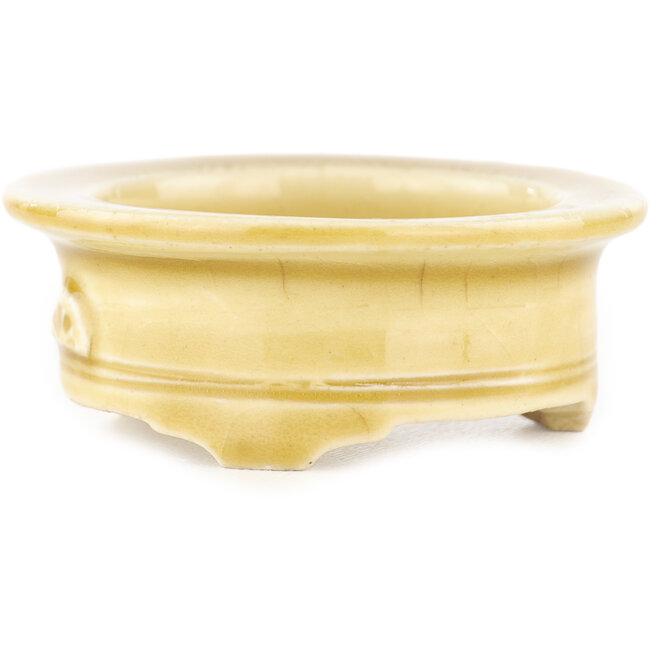 Pot à bonsaï rond beige de Tokoname - 66 x 66 x 25 mm