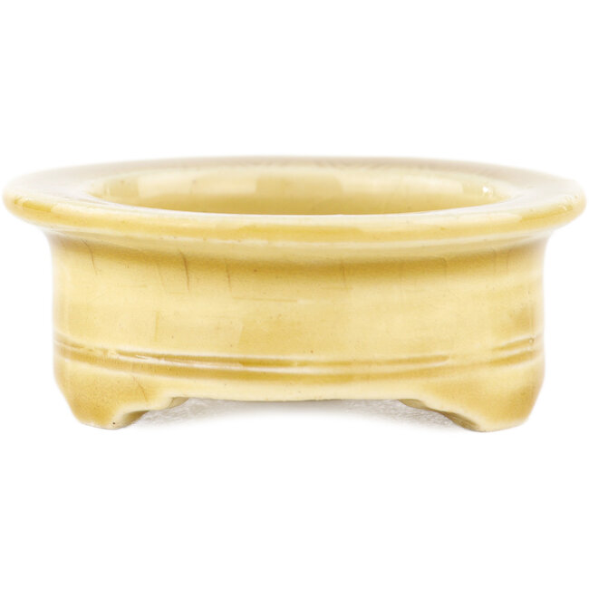 Maceta redonda beige para bonsái de Tokoname - 66 x 66 x 25 mm