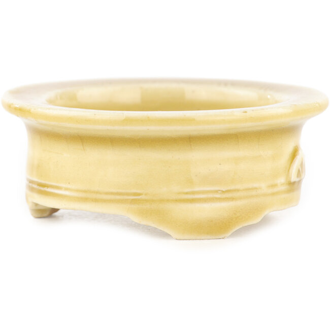 Round beige  bonsai pot by Tokoname - 66 x 66 x 25 mm