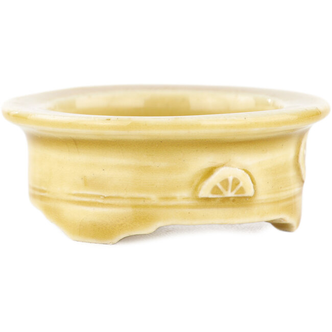 Maceta redonda beige para bonsái de Tokoname - 66 x 66 x 25 mm