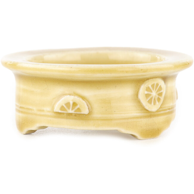 Pot à bonsaï rond beige de Tokoname - 66 x 66 x 25 mm