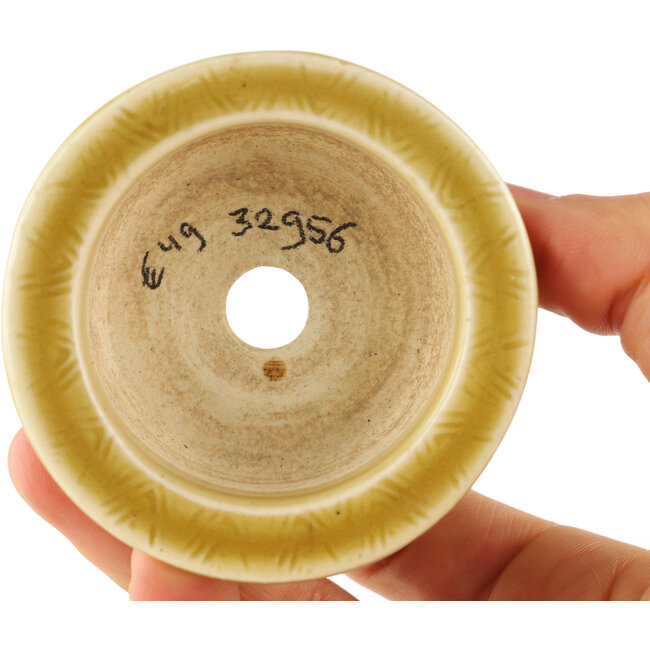 Ronde beige bonsai pot van Tokoname - 66 x 66 x 25 mm