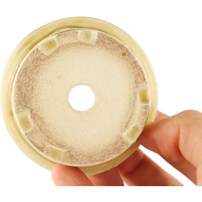Pot à bonsaï rond beige de Tokoname - 66 x 66 x 25 mm