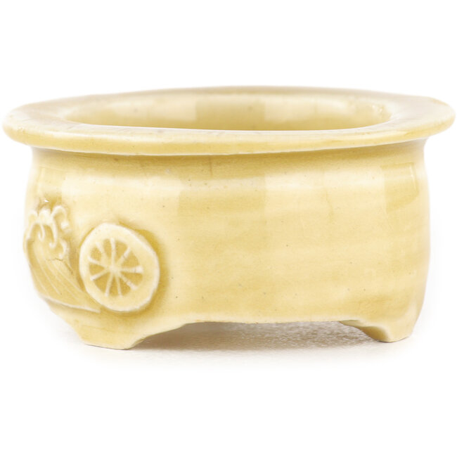 Ronde beige bonsai pot van Tokoname - 60 x 60 x 30 mm