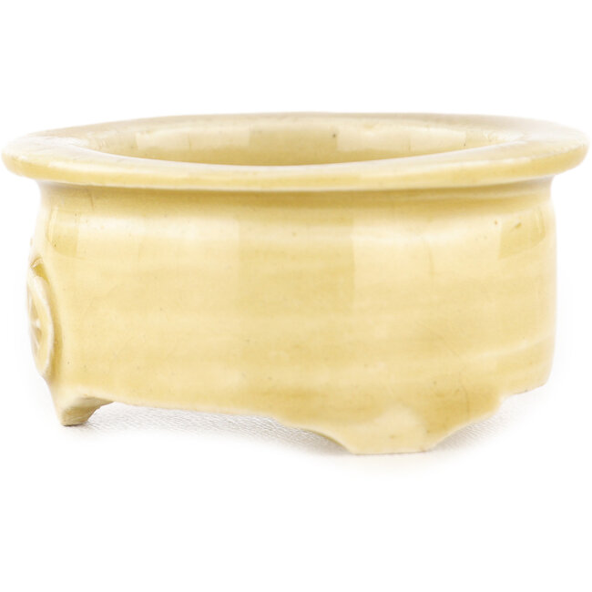 Maceta redonda beige para bonsái de Tokoname - 60 x 60 x 30 mm