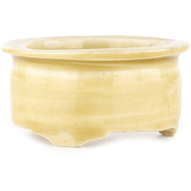 Maceta redonda beige para bonsái de Tokoname - 60 x 60 x 30 mm