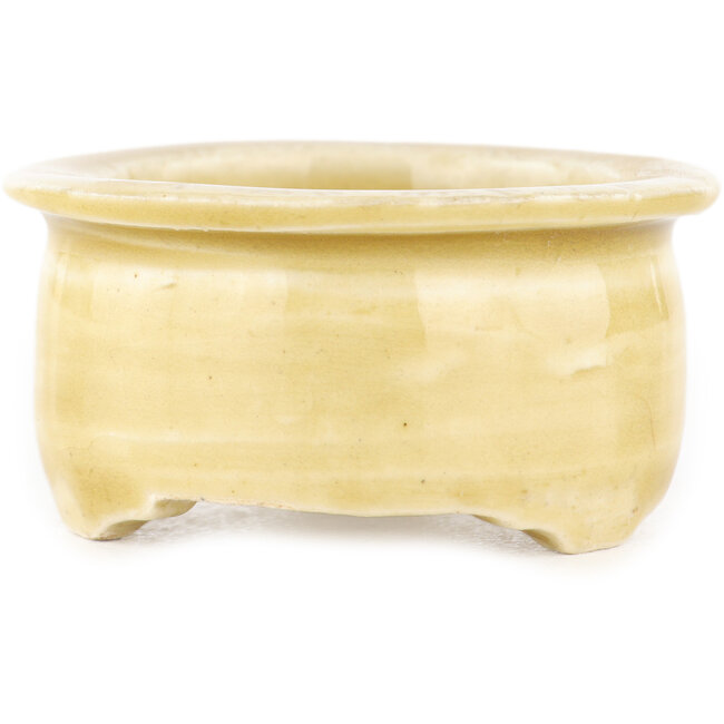 Round beige  bonsai pot by Tokoname - 60 x 60 x 30 mm