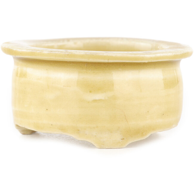 Pot à bonsaï rond beige de Tokoname - 60 x 60 x 30 mm
