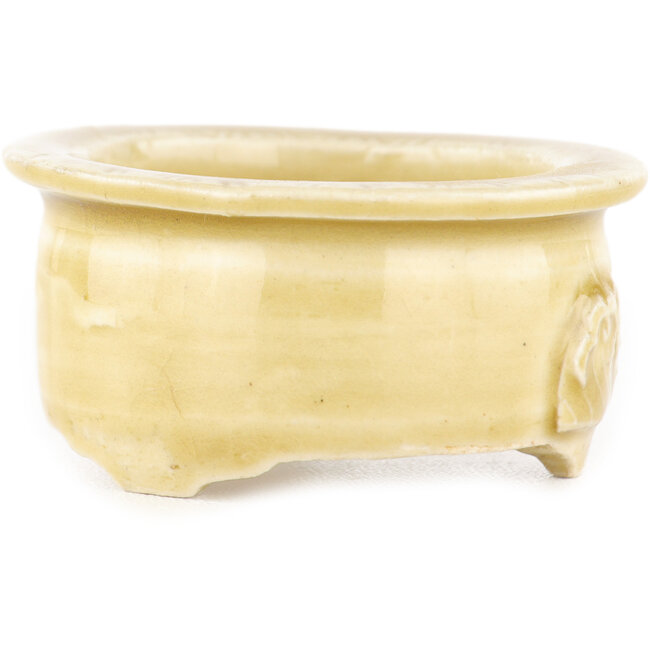Ronde beige bonsai pot van Tokoname - 60 x 60 x 30 mm