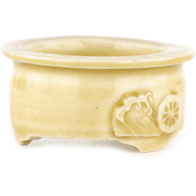 Ronde beige bonsai pot van Tokoname - 60 x 60 x 30 mm