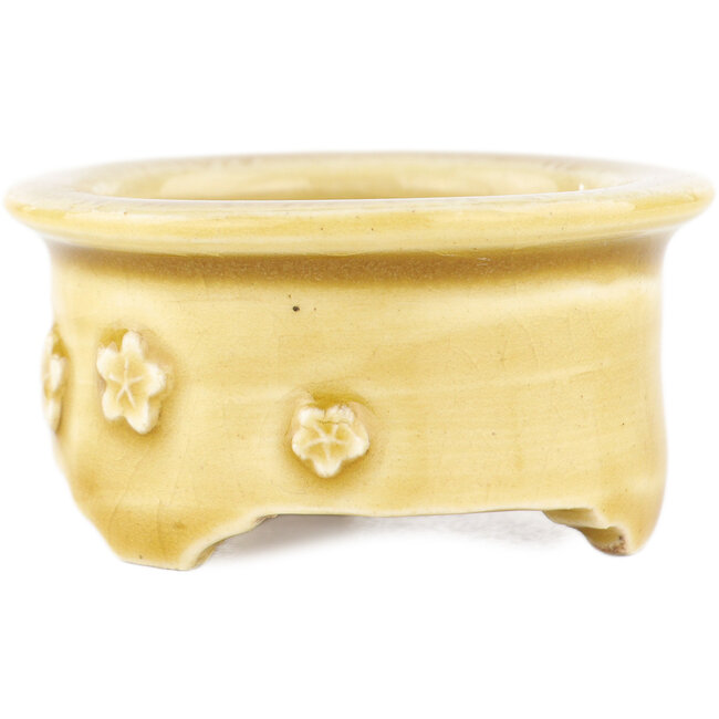 Maceta redonda beige para bonsái de Tokoname - 75 x 75 x 28 mm