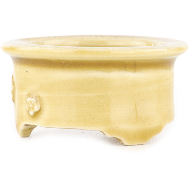 Maceta redonda beige para bonsái de Tokoname - 75 x 75 x 28 mm