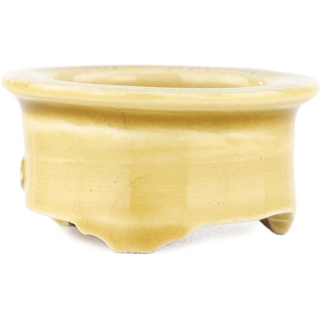 Maceta redonda beige para bonsái de Tokoname - 75 x 75 x 28 mm