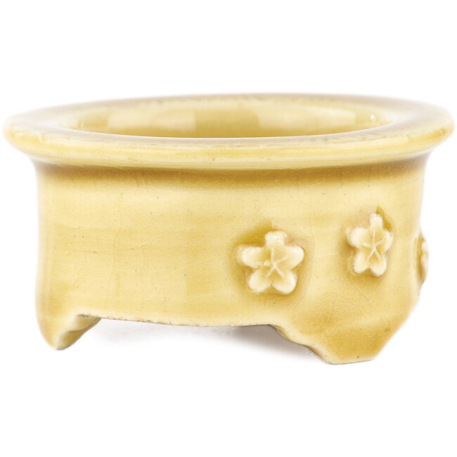 Vaso bonsai tondo beige di Tokoname - 75 x 75 x 28 mm