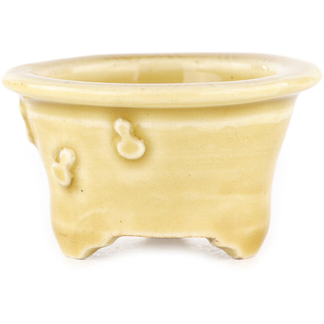 Maceta redonda beige para bonsái de Tokoname - 54 x 54 x 32 mm