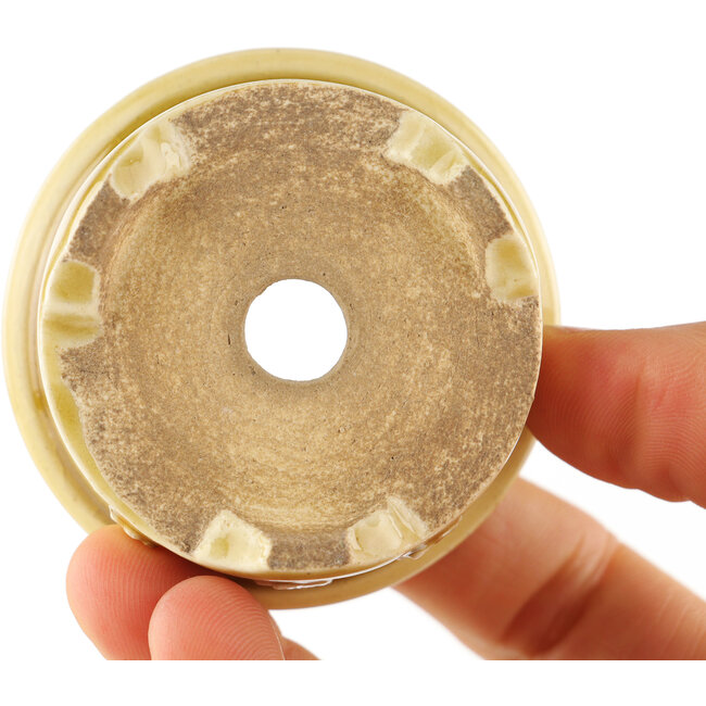 Maceta redonda beige para bonsái de Tokoname - 75 x 75 x 28 mm