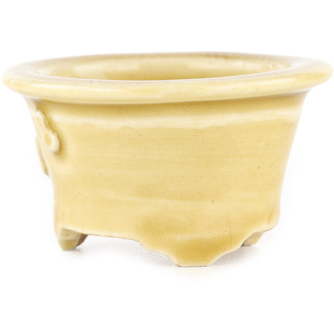 Maceta redonda beige para bonsái de Tokoname - 54 x 54 x 32 mm