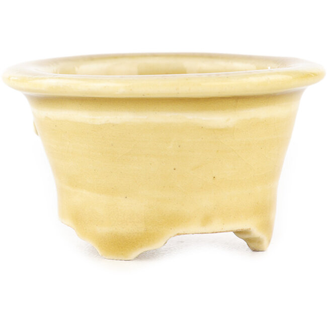 Maceta redonda beige para bonsái de Tokoname - 54 x 54 x 32 mm