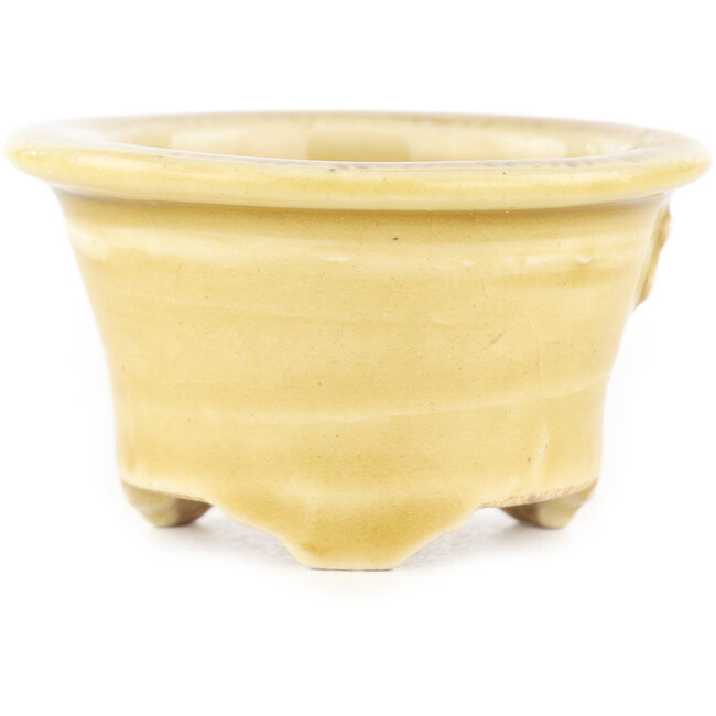 Ronde beige bonsai pot van Tokoname - 54 x 54 x 32 mm