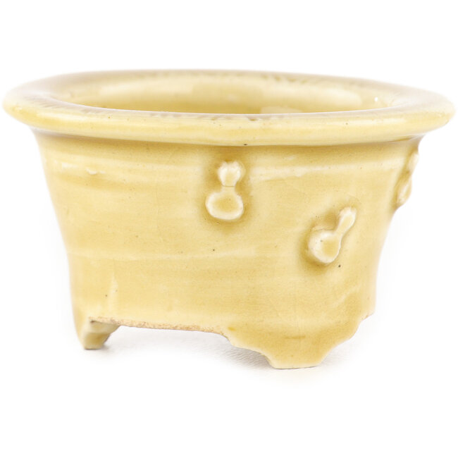 Ronde beige bonsai pot van Tokoname - 54 x 54 x 32 mm