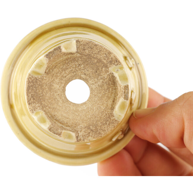 Pot à bonsaï rond beige de Tokoname - 54 x 54 x 32 mm