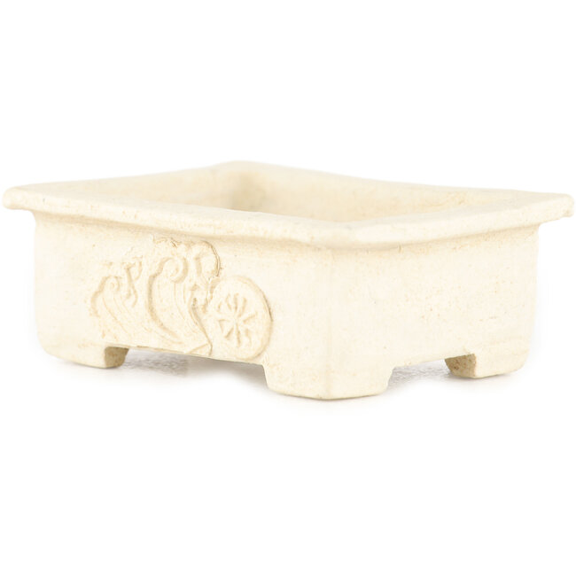 Rechthoekige witte bonsaipot van Tokoname - 72 x 55 x 22 mm