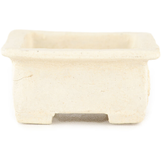 Pot à bonsaï rectangulaire blanc de Tokoname - 72 x 55 x 22 mm