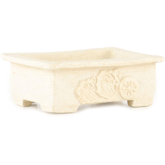Rectangular white bonsai pot by Tokoname - 72 x 55 x 22 mm