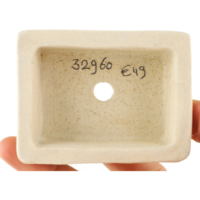 Maceta rectangular blanca para bonsái de Tokoname - 72 x 55 x 22 mm