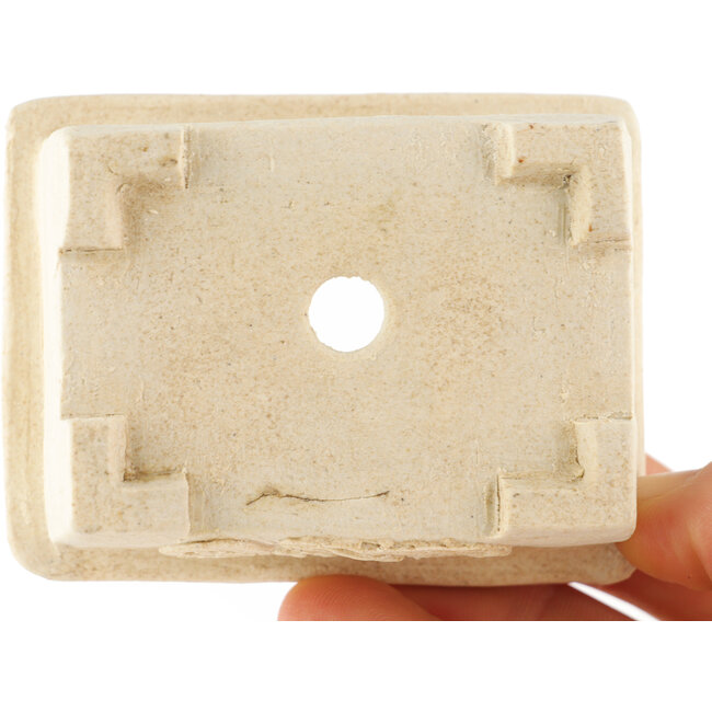 Maceta rectangular blanca para bonsái de Tokoname - 72 x 55 x 22 mm