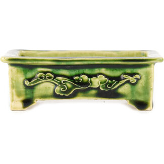 Other Tokoname 117 mm rectangular green bonsai pot by Tokoname, Tokoname