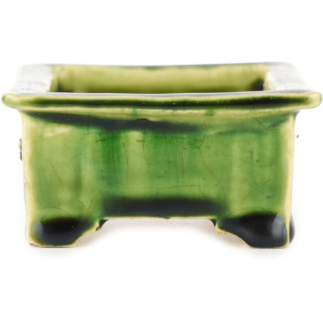 Rechthoekige groene bonsai pot van Tokoname - 117 x 76 x 39 mm