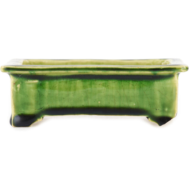 Maceta rectangular verde para bonsái de Tokoname - 117 x 76 x 39 mm
