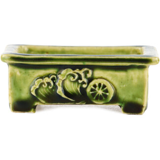 Other Tokoname 72 mm rectangular green bonsai pot by Tokoname, Tokoname